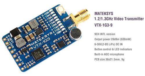 Matek 1.2/1.3GHz 630mW 9CH Video Transmitter [VTX-1G3-9]